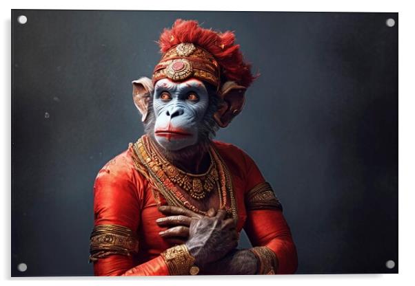 In a mesmerizing representation, the divine Hanuman, the courage Acrylic by Joaquin Corbalan