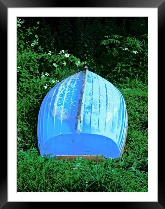 Upturned blue boat Framed Mounted Print by Stephanie Moore