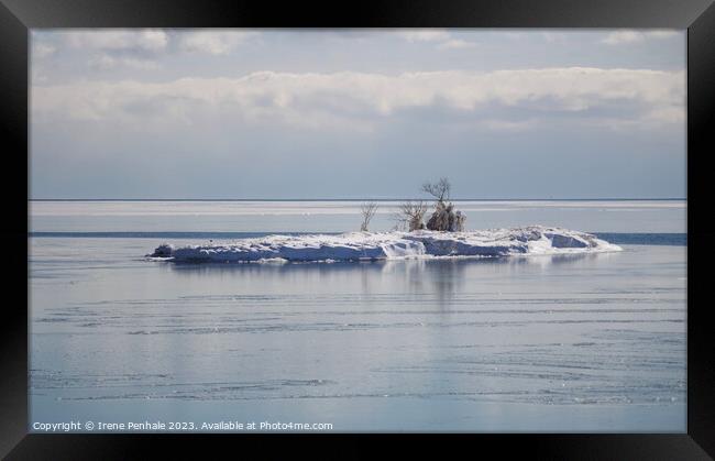 Serenity at Frozen Lake Framed Print by Irene Penhale