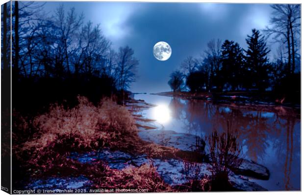 Enchanted  Moonlit River Canvas Print by Irene Penhale