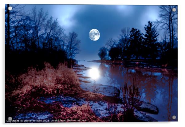 Enchanted  Moonlit River Acrylic by Irene Penhale