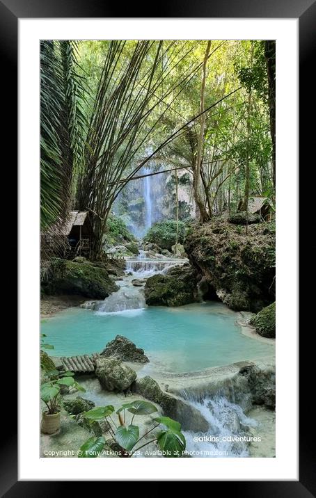 Waterfall Framed Mounted Print by Tony Atkins