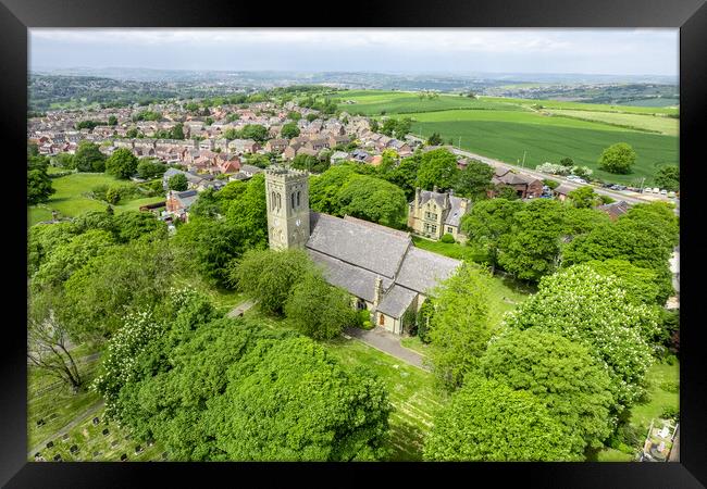 The Parish Church of St John Lepton Framed Print by Apollo Aerial Photography