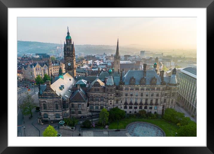 Sheffield Town Hall Framed Mounted Print by Apollo Aerial Photography