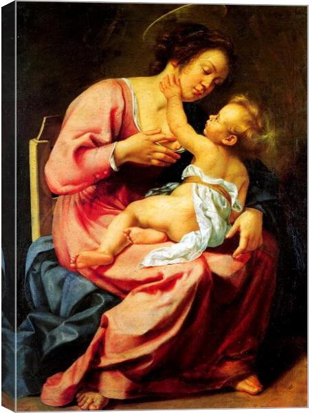 Madonna and child by Artemisia Gentileschi. Canvas Print by Luigi Petro