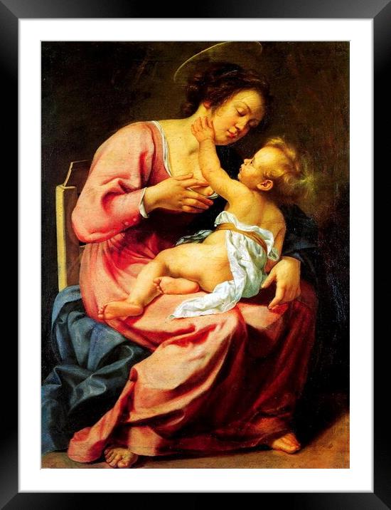 Madonna and child by Artemisia Gentileschi. Framed Mounted Print by Luigi Petro