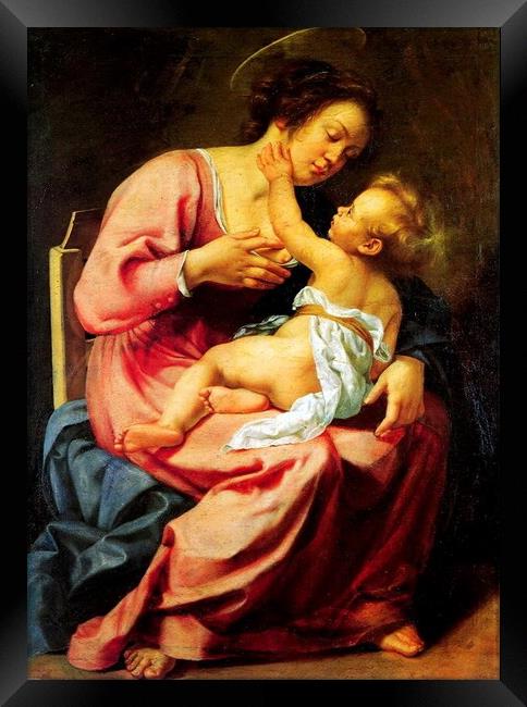 Madonna and child by Artemisia Gentileschi. Framed Print by Luigi Petro