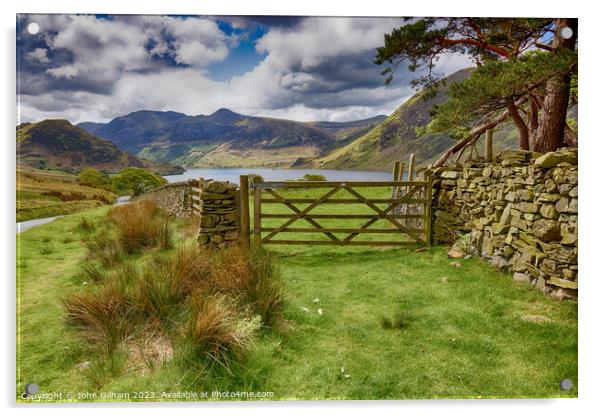 The Gate to Crummock Water - The Lake District Cum Acrylic by John Gilham