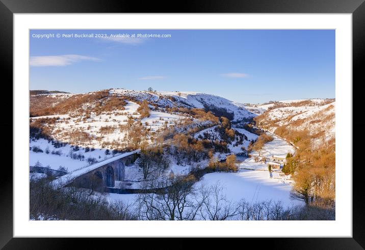 Snow at Monsal Dale Viaduct Derbyshire Framed Mounted Print by Pearl Bucknall