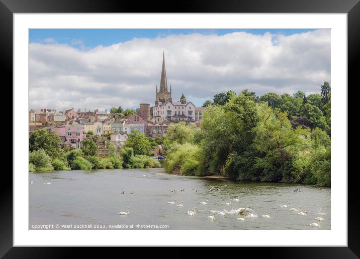 Ross on Wye River Herefordshire Landscape Framed Mounted Print by Pearl Bucknall