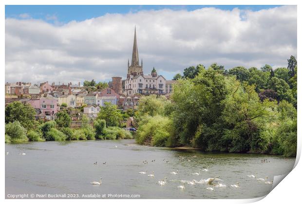 Ross on Wye River Herefordshire Landscape Print by Pearl Bucknall