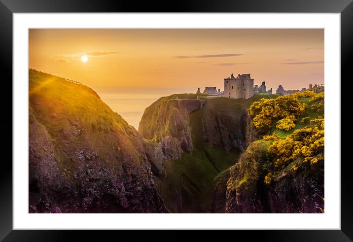 Dramatic Dunnottar Castle Sunrise at Stonehaven Framed Mounted Print by DAVID FRANCIS