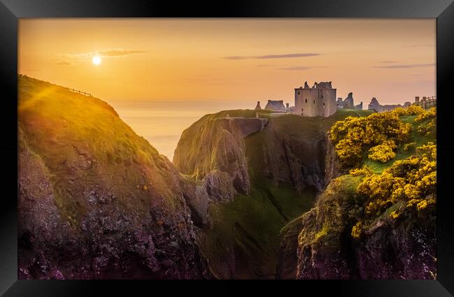Dramatic Dunnottar Castle Sunrise at Stonehaven Framed Print by DAVID FRANCIS