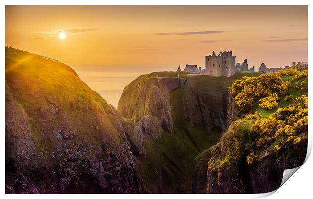 Dramatic Dunnottar Castle Sunrise at Stonehaven Print by DAVID FRANCIS