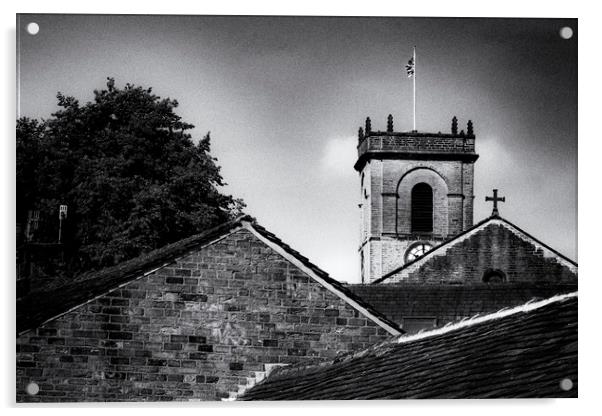 St James Slaithwaite Dramatic Mono Acrylic by Glen Allen