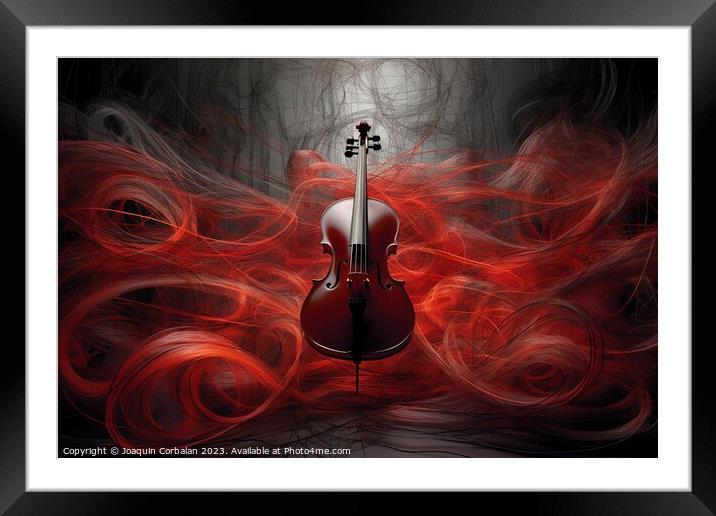 Illustration with a violin and inspiring lines of abstract desig Framed Mounted Print by Joaquin Corbalan