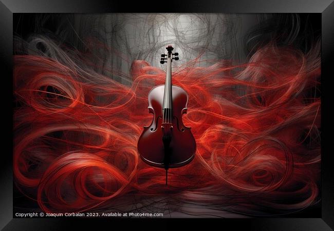 Illustration with a violin and inspiring lines of abstract desig Framed Print by Joaquin Corbalan