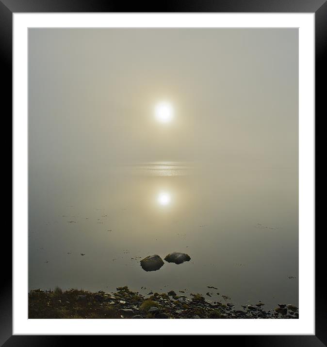 Misty sunrise on the loch Framed Mounted Print by Gary Eason