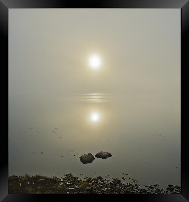 Misty sunrise on the loch Framed Print by Gary Eason