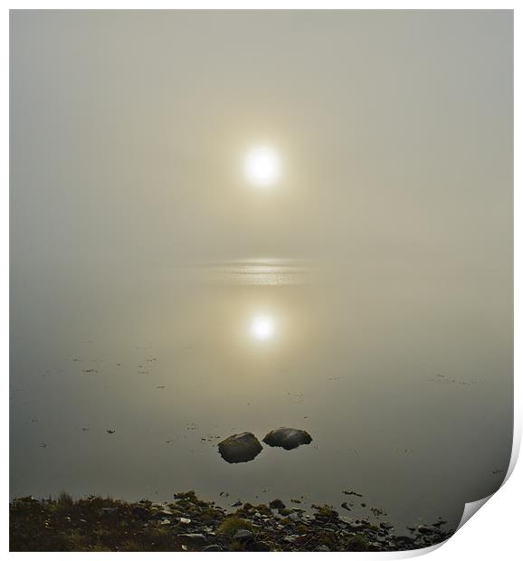 Misty sunrise on the loch Print by Gary Eason