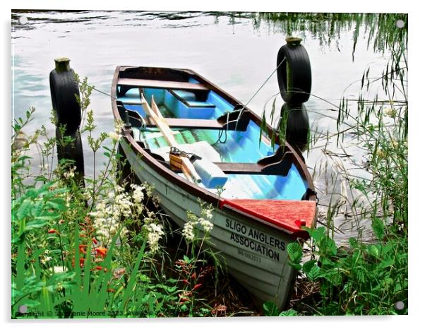 Boat with flowers Acrylic by Stephanie Moore