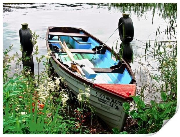 Boat with flowers Print by Stephanie Moore