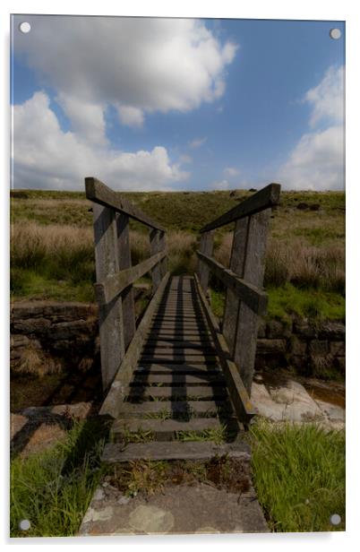 Footbridge at Brunclough Reservoir, Diggle Oldham Acrylic by Glen Allen