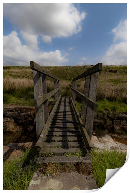Footbridge at Brunclough Reservoir, Diggle Oldham Print by Glen Allen