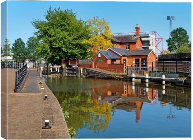 Nottingham Canal and City Ground Canvas Print by Darren Galpin