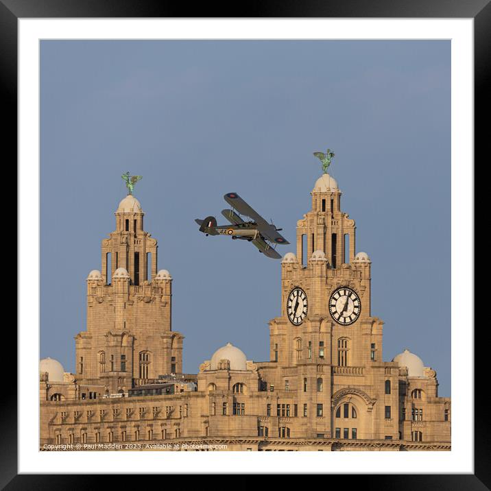 Swordfish flying past the Liver Building Framed Mounted Print by Paul Madden