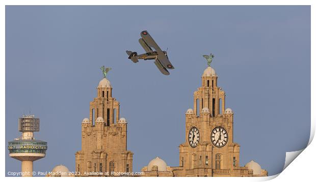Swordfish past the Royal Liver Building Print by Paul Madden