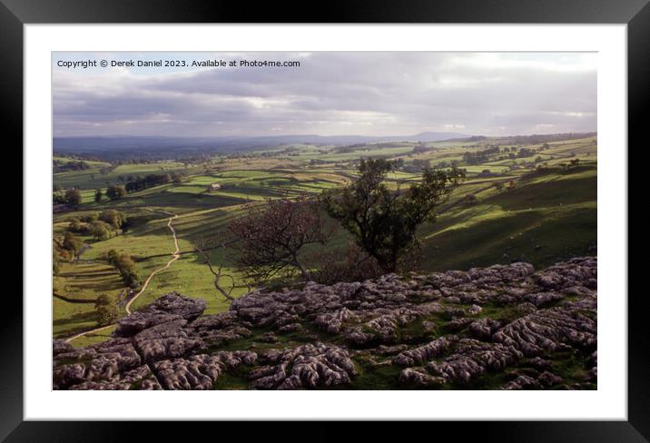 View from the Limestone Pavement at Malham Framed Mounted Print by Derek Daniel