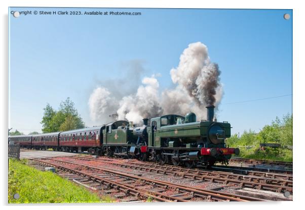 A Steaming Double Header - 5541 and 1369 Acrylic by Steve H Clark
