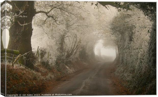 Cold and misty road Canvas Print by Jon Saiss