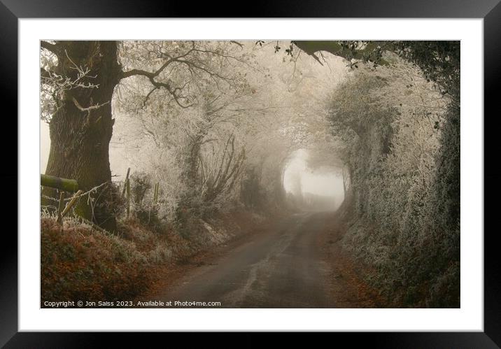 Cold and misty road Framed Mounted Print by Jon Saiss