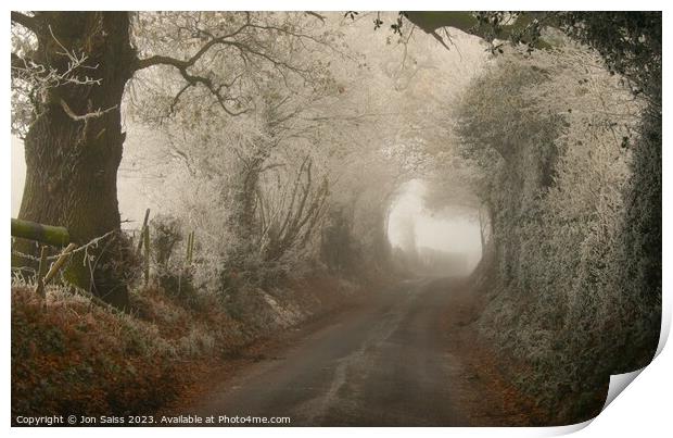 Cold and misty road Print by Jon Saiss