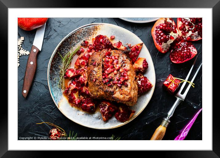 Tasty pork with pomegranate for Christmas Framed Mounted Print by Mykola Lunov Mykola