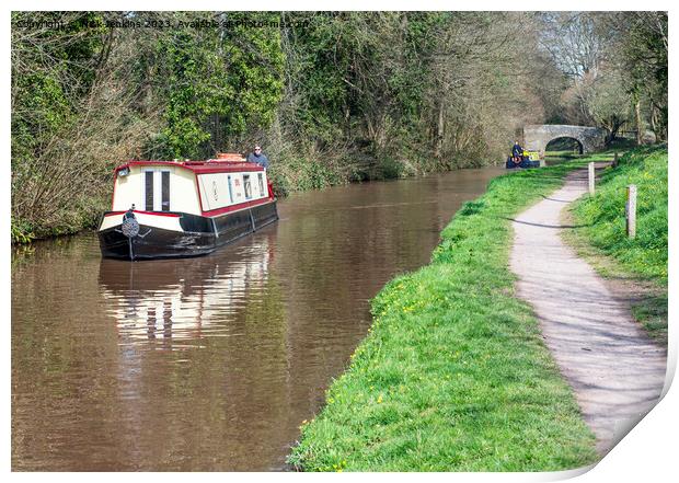 Two Narrowboats in the Talybont Valley  Print by Nick Jenkins