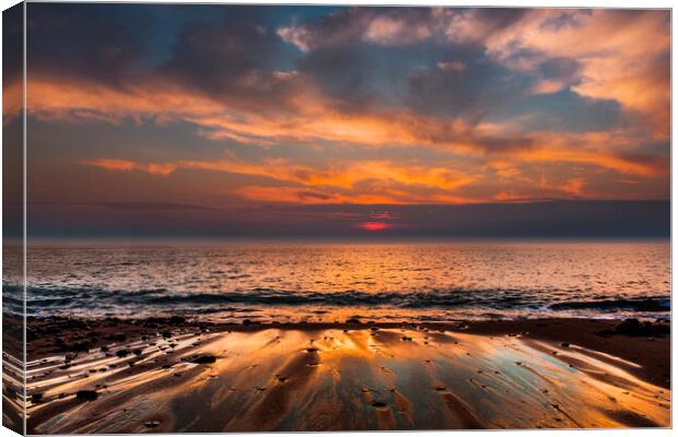 Widemouth Bay Sunset Canvas Print by Maggie McCall