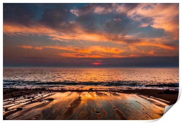 Widemouth Bay Sunset Print by Maggie McCall