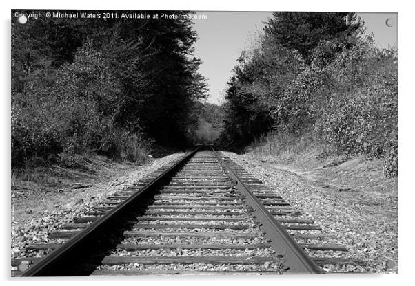 Black and White Railroad Acrylic by Michael Waters Photography