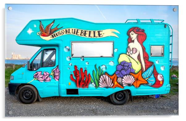 Miss Bluebelle Campervan Acrylic by Steve Smith