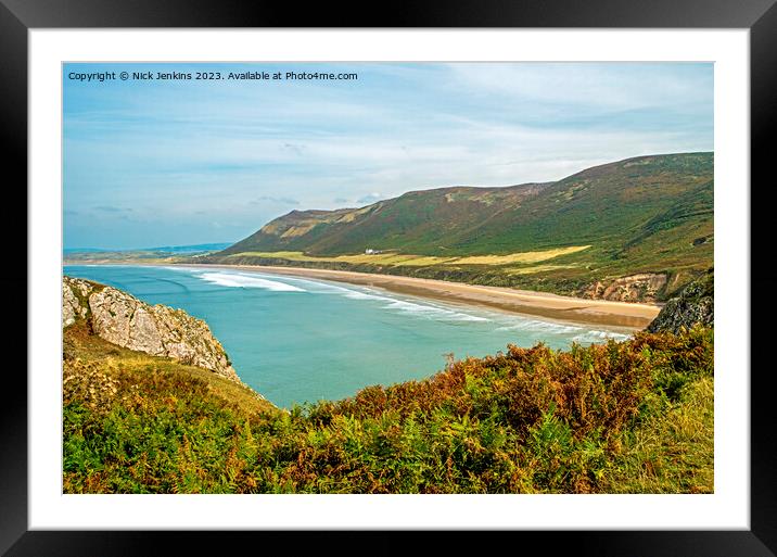 Rhossili Bay Gower Peninsula South Wales Framed Mounted Print by Nick Jenkins