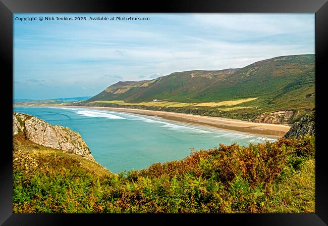 Rhossili Bay Gower Peninsula South Wales Framed Print by Nick Jenkins