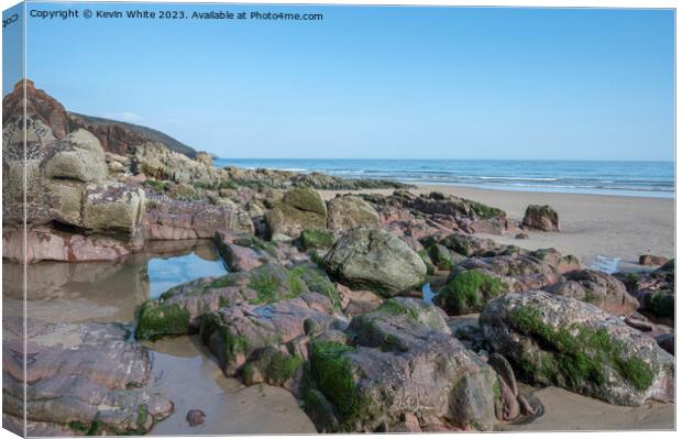 Freshwater East natural rock formations Canvas Print by Kevin White
