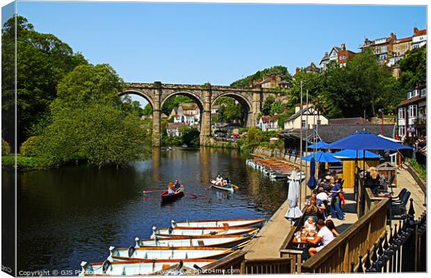 Boat Hire Cafe and the Viaduct Canvas Print by GJS Photography Artist
