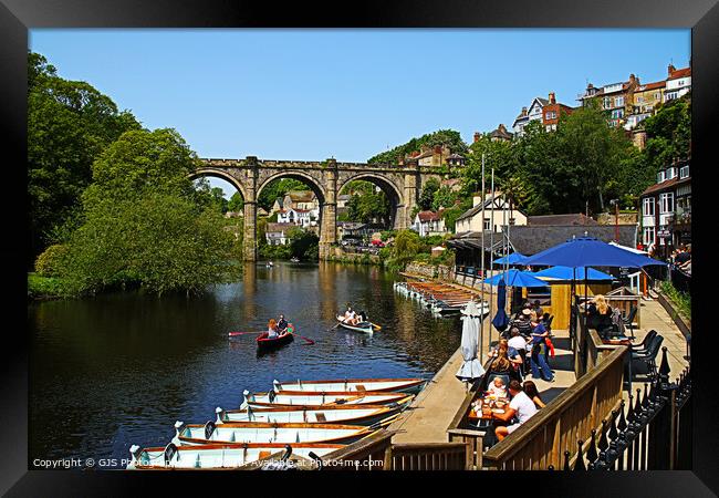 Boat Hire Cafe and the Viaduct Framed Print by GJS Photography Artist