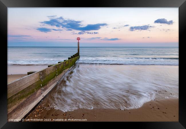 Bournemouth beach at Sunset Framed Print by Ian Middleton