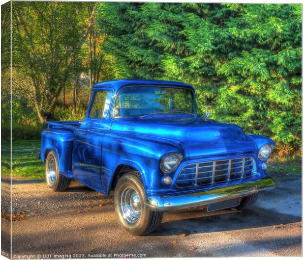 Chevrolet 3100 1956 Retro Pick Up Truck "Little Bl Canvas Print by OBT imaging