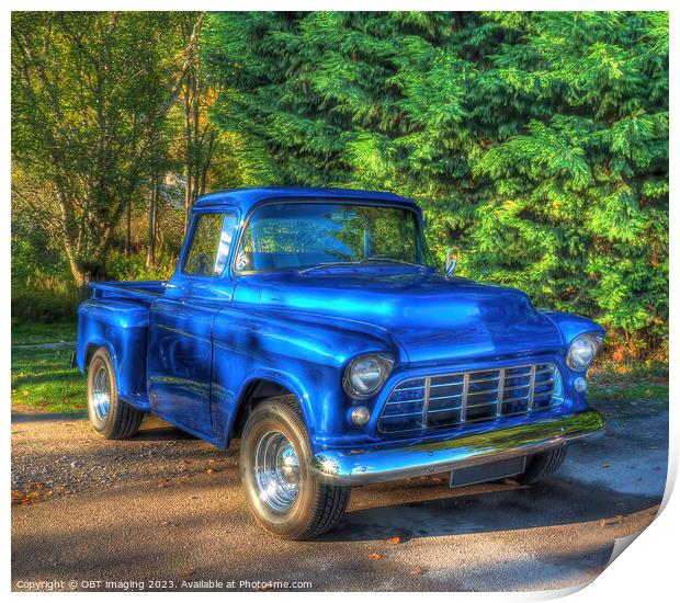 Chevrolet 3100 1956 Retro Pick Up Truck "Little Bl Print by OBT imaging